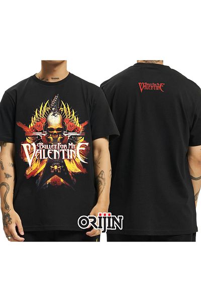 Orijin Tekstil Unisex Μαύρο μπλουζάκι με στάμπα 'Bullet For My Valentine'