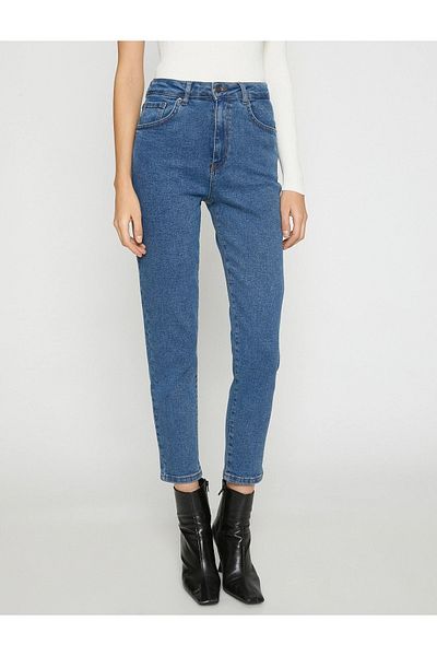SANTA BELLA Pantaloni de damă Samtrada Mid Blue Boyfriend Jean Colorfast Power Lycra Gathering