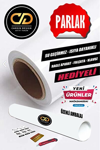 SERİN Yapışkanlı Folyo Parlak Beyaz 30x5 Metre Lake Pvc Dolap, Tezgah, Mobilya, Masa Kaplama Folyosu