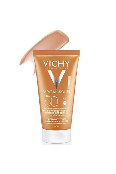 Vichy Capital Soleil-Karma Ve Yağlı Ciltler İçin Matlaştırıcı SPF50+ Yüz Güneş Koruyucu BB Emülsiyon 50ml