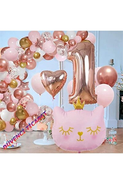 DÜVENCİ TİCARET KIZ ÇOCUKLARINA ÖZEL KEDİ FOLYOLU BALON ZİNCİR SET