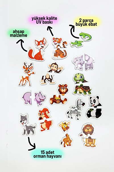 metafortoys Ahşap Baby Pazıl Orman Hayvanları