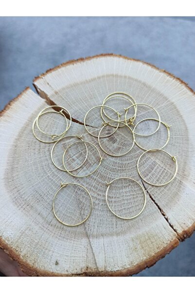 FlowerAksesuar 50 Adet - 20 Mm Halka Küpe, Tel Küpe, Yuvarlak Küpe, Küpe Halkası, Gold Küpe Klipsi,