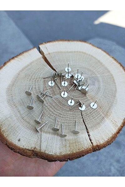 FlowerAksesuar 50 Adet - 6 Mm Küpe Iğnesi, Küpe Çivisi, Küpe Aparatı, Yapıştı...