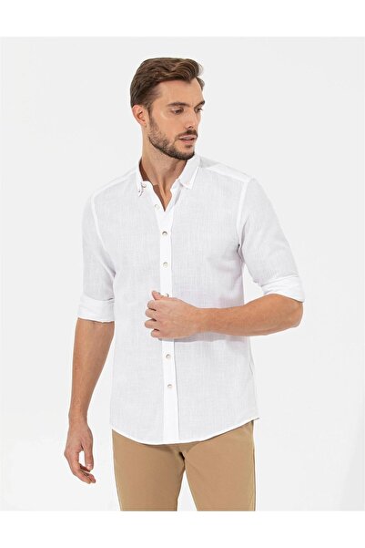 Pierre Cardin White Slim Fit Long Sleeve Shirt