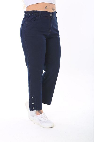 BİrHoşButik PLUS SIZE FULL LYCRA ANKLE LENGTH BUTTONED SIDE ELASTIC ZIPPERED TREND POCKET PIPE CANDLE JEANS