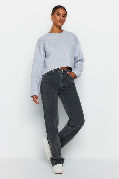 Trendyol Collection Gray High Waist Comfort Wide Leg Jeans TWOAW24JE00069