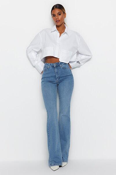 Trendyol Collection Světle modré džíny s vysokým pasem TWOAW24JE00087