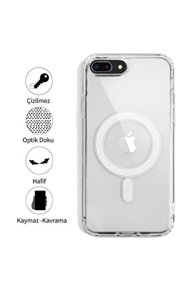 peakaks Iphone 7 Plus/8 Plus Magsafe Destekli Kablosuz Şarj Uyumlu Şeffaf Silikon Kılıf
