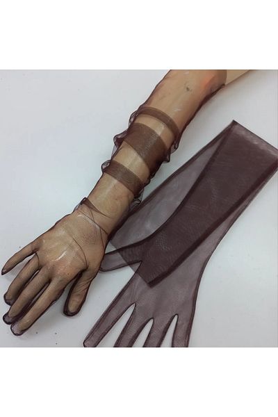 es moda shop Bella Evening Dress Bridal Party Gloves Long Brown