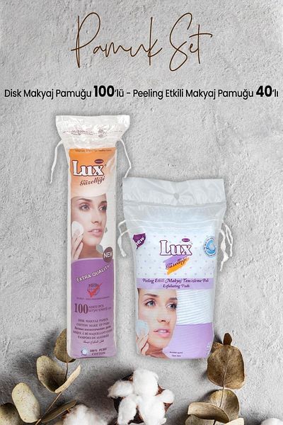 LUX Peeling Effect Makeup Cotton 40pcs and Disc Makeup Cotton 100pcs