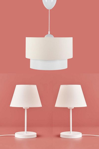 HOMİNG Artgift Cream Colored White Body Triple Chandelier Set - Aag-1922