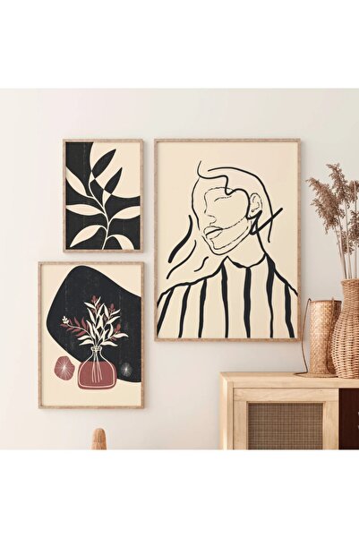 woodhomeworks Ahşap Çerçeveli Üçlü Tablo