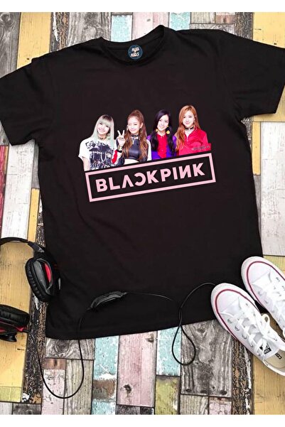 RYO FASHİON تي شيرت أسود بأكمام قصيرة للأطفال من Black Pink Group Anime للجنسين