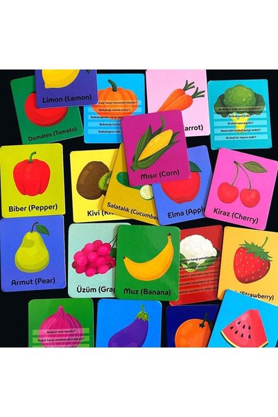 Neobebek Fruit - Vegetable Baby Intelligence Cards (20 Card)