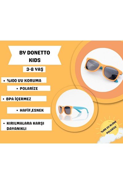 By Donetto Matte Orange Turquoise 3-8 Years - 100% UV Protection Polarized Children's Sunglasses