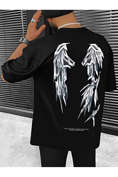 Jose Clothing Unisex Μαύρο εμπριμέ κοντομάνικο μπλουζάκι