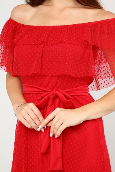 Azra Style Rochie de damă cu guler roșu din tul