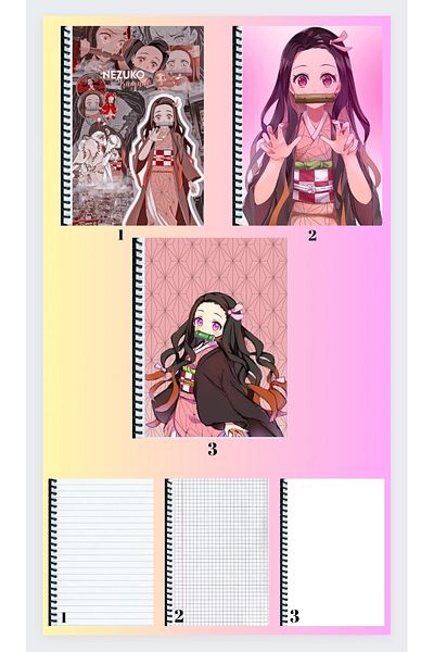 animeandyourworld A4 notebook 3 pieces lined + checkered + unlined large size 21 * 29 cm super set