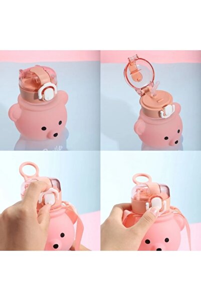 Klein Home زجاجة مياه موديل Smile Bear سعة 800 مل، زجاجة مياه خالية من مادة BPA