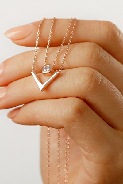 Silvano Jewelry 925 Ayar Gümüş Çift Zincir Trend Kolye