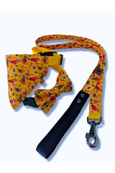 UTDpet Yellowdoggy Standard Dog Collar Set and Accessories (with scarf and bow tie)