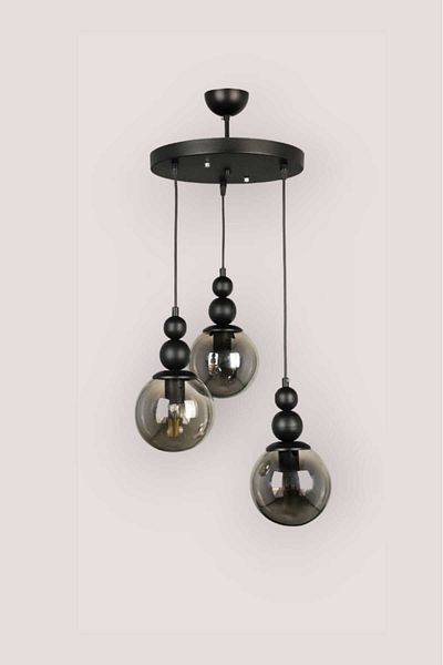 BSA LIGHTING BİLLUR ثريا حديثة مكونة من 3 قطع باللون الأسود (زجاج مدخن)