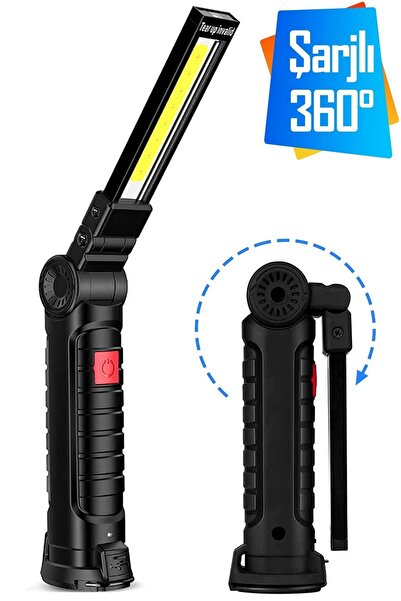 Telvesse El Feneri 5 Modlu 360° LED Çalışma Işığı İş Lambası Darbeye Dayanıklı Mıknatıslı Kaportacı Feneri 3W