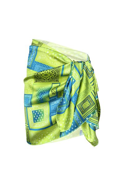 Bolder Sakura Green Shawl Pattern Satin Sheer Pareo (147*55)