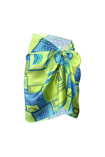 Bolder Sakura Green Shawl Pattern Satin Sheer Pareo (147*55)