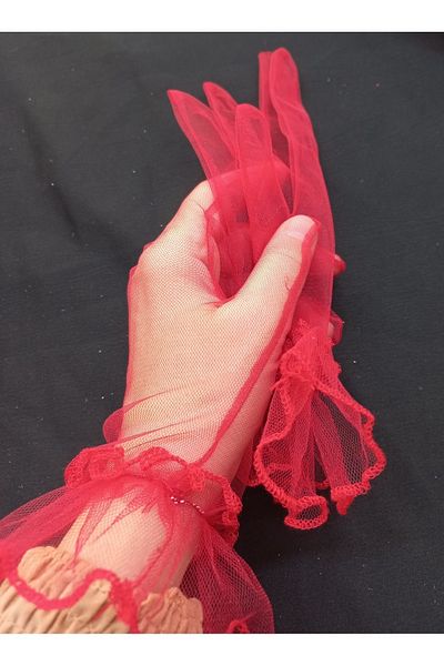 es moda shop Bella evening dress bridal gloves short red