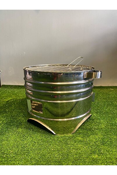 GÖKTÜRKMANGALLARI Krom 3 Kapaklı Yuvarlak Mangal