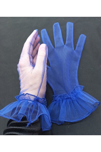 es moda shop Βραδινό φόρεμα Bella νυφικά γάντια κοντή σαξ Μπλε