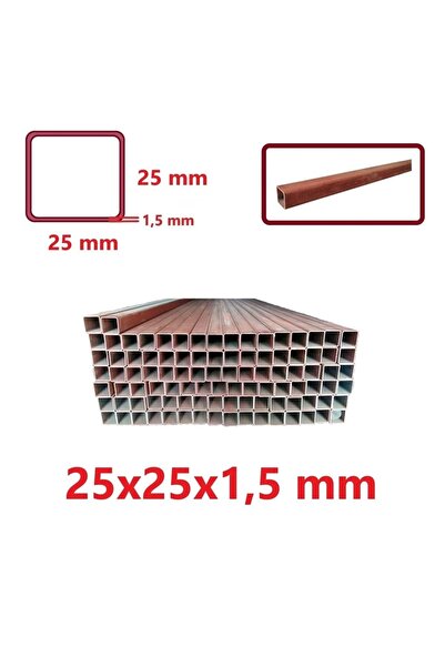 TOSÇELİK Boyalı (2mt) 25 x 25 x 1,5 mm Kutu Profil Boru Metal 25x25x1,5 Demir