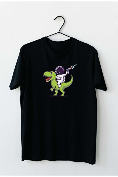 HOBİMOBİ Dinazorlu Astronot Tasarım Baskılı Erkek Tshirt