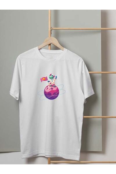 HOBİMOBİ Muška majica sa dizajnom astronauta i ružičaste zastave