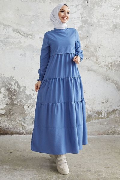 InStyle Μονόστρωμα Λεπτομερές Casual Φόρεμα - Indigo