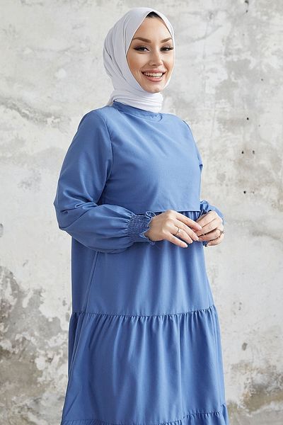 InStyle Μονόστρωμα Λεπτομερές Casual Φόρεμα - Indigo