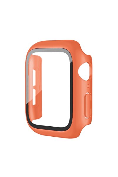 Quse Apple Watch Seri 3-2 42mm Uyumlu Ekran Ve Kasa Koruyucu Turuncu