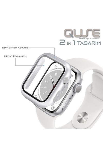 Quse واقي شاشة وحافظة متوافق مع Apple Watch Series SE-6-5-4 مقاس 40 مم