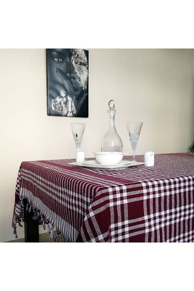 Soft Kare Claret Red Multi-Purpose Table Cloth & Picnic Cloth 160 X 160 cm