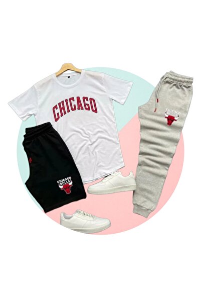 YOHO SPORT Чикаго з принтом на 3 частини сірий унісекс літній набір для унісекс сортувати футболки нижню білизну