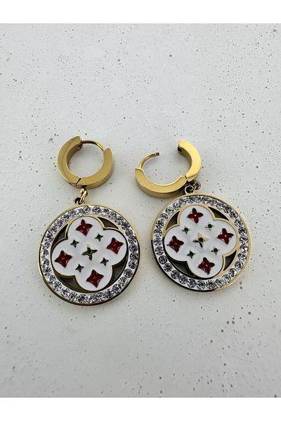Venüs Accessory Steel Earrings with Clover Symbol