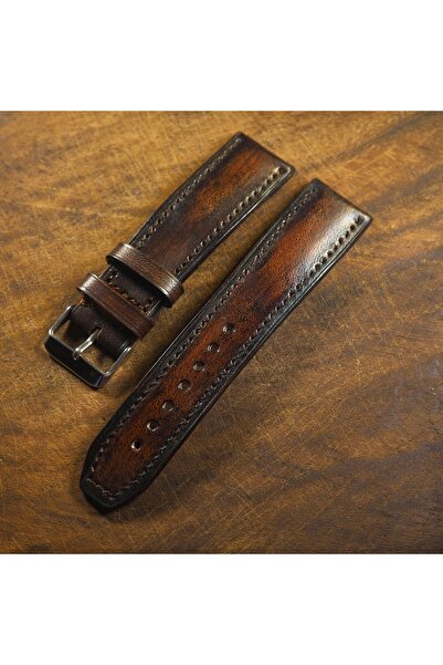 Ventum سلك مصنوع يدويًا من الجلد الطبيعي بخياطة كاملة باللون البني العتيق مقا...