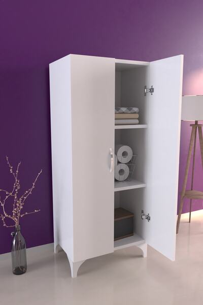 Victor Vallery Beyaz 3 Raflı Çok Amaçlı Banyo Dolabı Kiler Balkon Erzak Dolabı