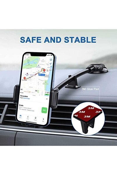 Asfal Kamyon, Tır ve Araç içi Telefon Tutucu Vantuzlu, Uzun, Güçlü Şık Telefon Tutacağı