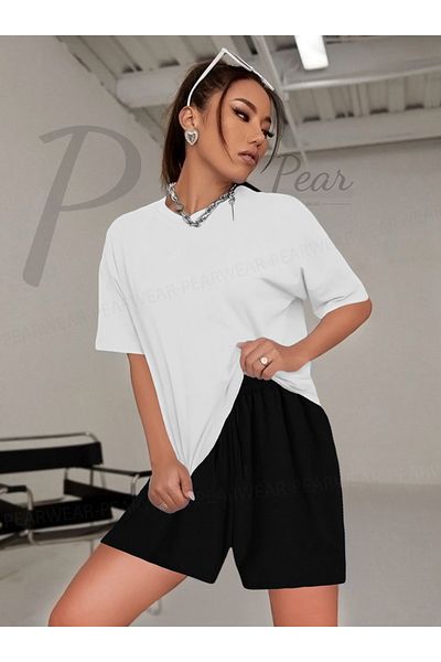 Pear Wear Women's Oversize T-Shirt Shorts Double Set