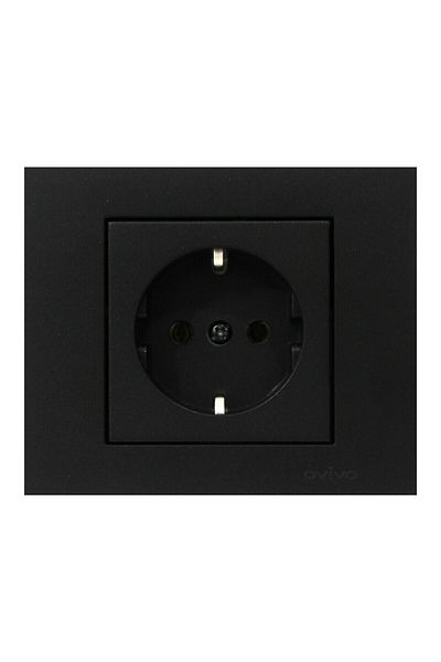 OVİVO Black Grano with Black Grounded Socket Frame