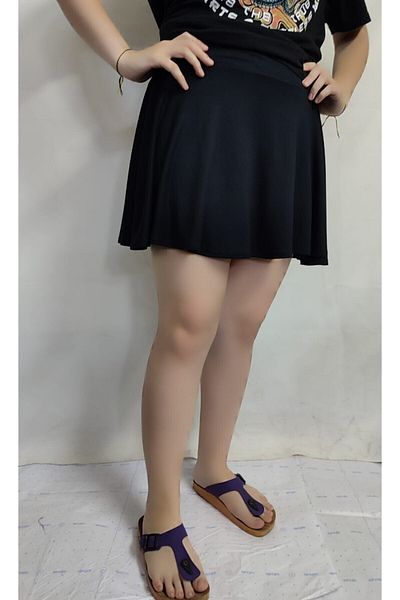 Butik Fusta din bumbac pieptănat tricotat din oțel cu pantaloni scurți