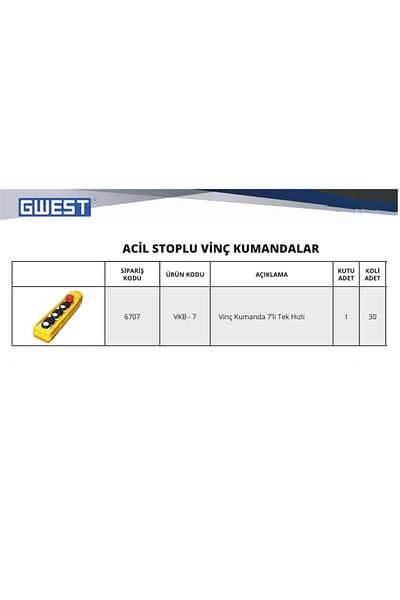 Gwest مجموعة من 7 وحدات تحكم في الرافعة ذات السرعة الواحدة Vkb-7
